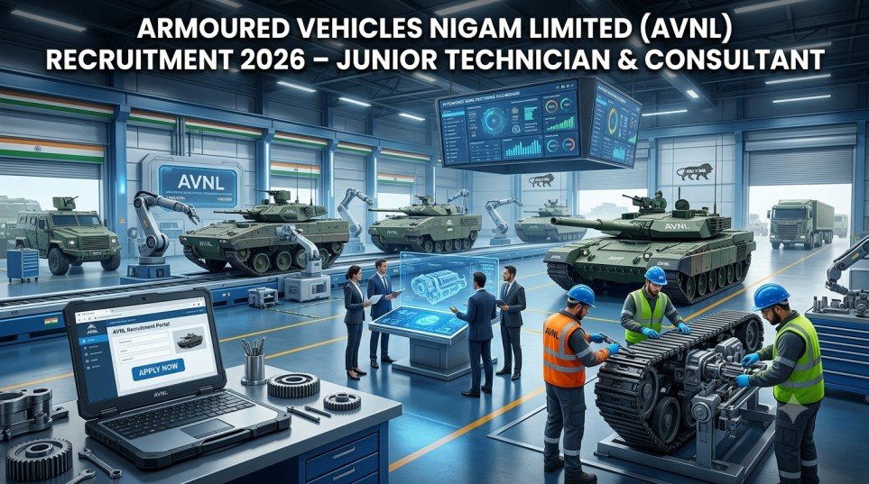 AVNL Recruitment 2026 (Armoured Vehicles Nigam Limited) : जूनियर टेक्नीशियन एवं कंसल्टेंट पदों के लिए आवेदन प्रक्रिया, रिक्तियां और शानदार करियर अवसर