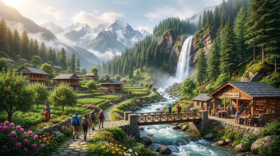 Manali Hidden Paradise मनाली का छिपा हुआ स्वर्ग: सोयल गांव के झरने, घने जंगल और रिवरसाइड कैफ़े की रोमांचक सैर