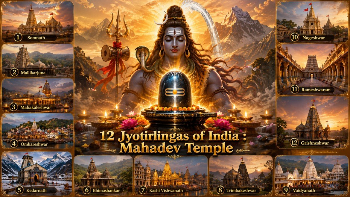 12 Jyotirlingas Mahadev भारत के 12 ज्योतिर्लिंग : महादेव मंदिर सम्पूर्ण आध्यात्मिक यात्रा
