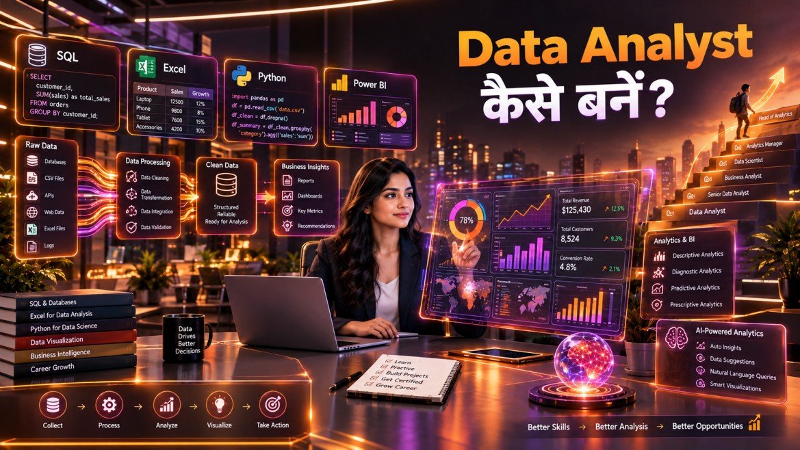 Data Analyst कैसे बनें? जानिए Skills, Tools, Salary, Career Roadmap और Future