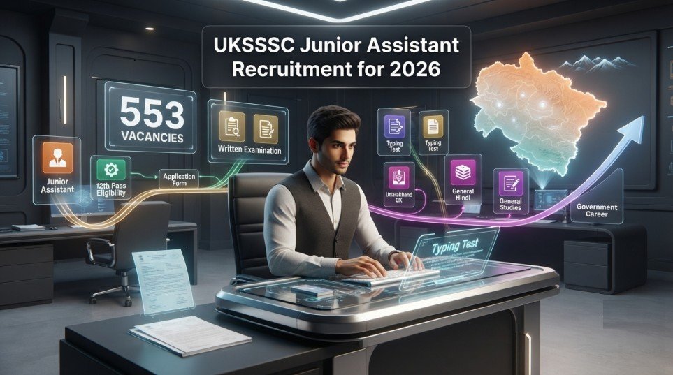 UKSSSC जूनियर असिस्टेंट भर्ती 2026: 553 रिक्तियां, पात्रता, परीक्षा पैटर्न और आवेदन विवरण